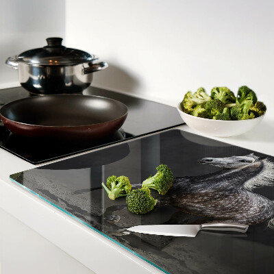 Glas-Schneidebrett mit dem Motiv eines gefleckten Pferdes in Bewegung