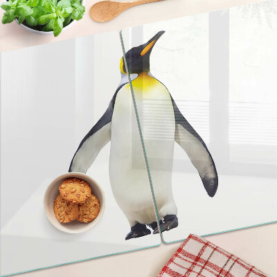 Schneidebrett Glas mit Motiv eines Pinguins auf dem Eis
