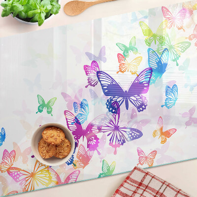 Glas schneidebrett Ein Motiv aus bunten Schmetterlingen, die davonfliegen