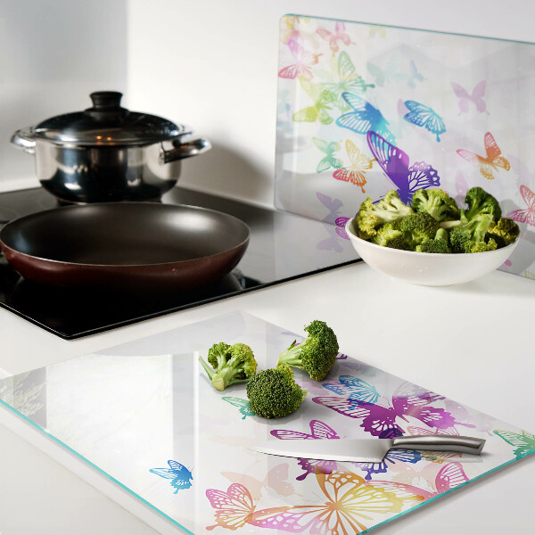 Glas schneidebrett Ein Motiv aus bunten Schmetterlingen, die davonfliegen