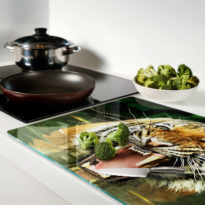 Glas schneidebrett Tiger im Angriff