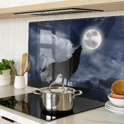 Schneidebrett mit Motiv „Wolf im Mondlicht