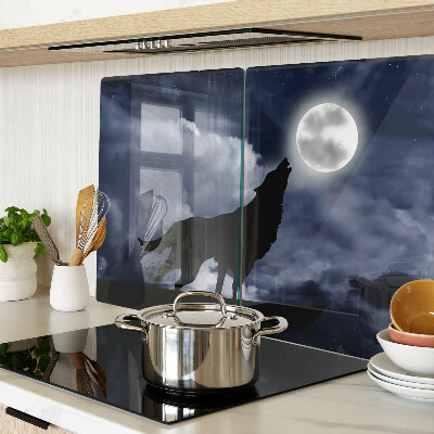 Schneidebrett mit Motiv „Wolf im Mondlicht