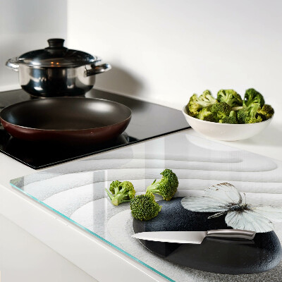 Schneidebrett glas Schmetterlingsmotiv auf Stein