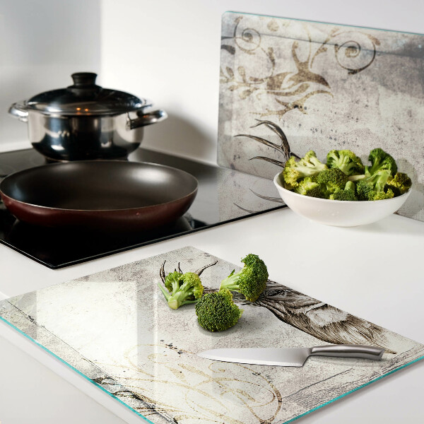 Glas-Schneidebrett mit Motiv eines Hirsches mit Geweih