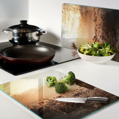 Schneidebrett glas Hirsche vor dem Hintergrund des Sonnenuntergangs