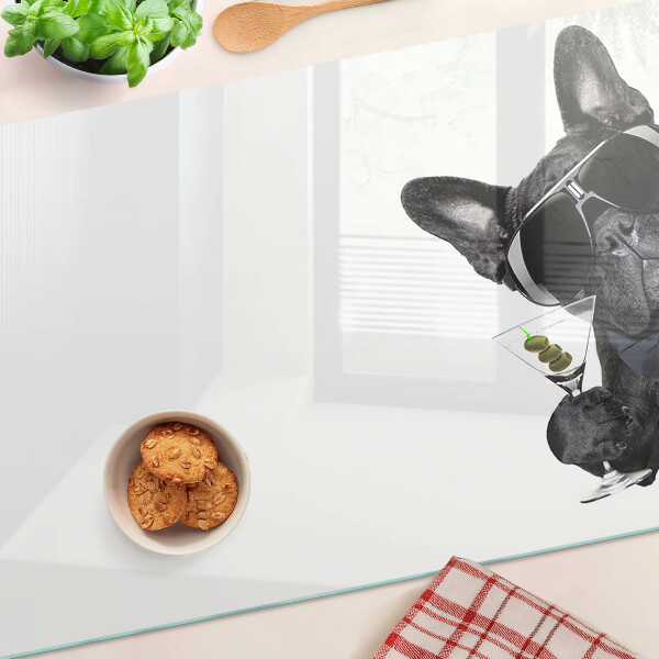 Schneidebrett mit Aufdruck eines Hundes mit Sonnenbrille