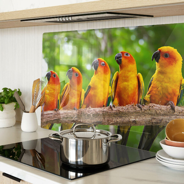 Schneidebrett mit Motiv: Papageien auf einem Ast