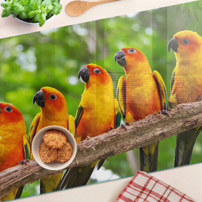 Schneidebrett mit Motiv: Papageien auf einem Ast