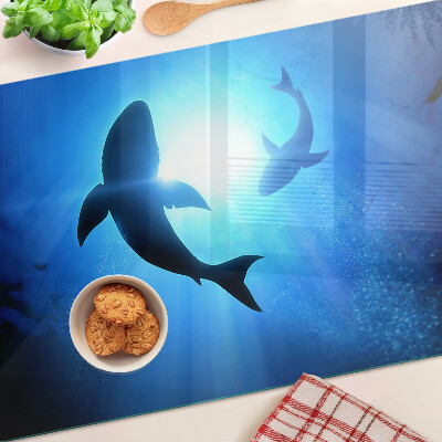 Schneidebrett glas Haie im Unterwasserlicht