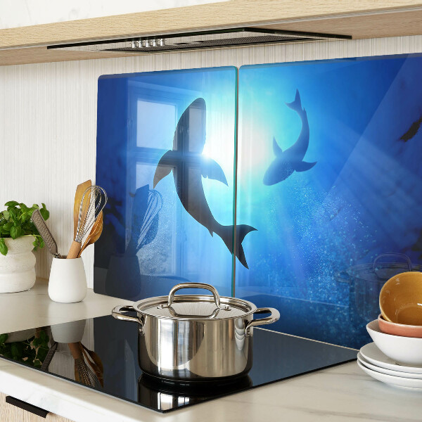 Schneidebrett glas Haie im Unterwasserlicht