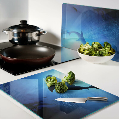 Schneidebrett glas Haie im Unterwasserlicht