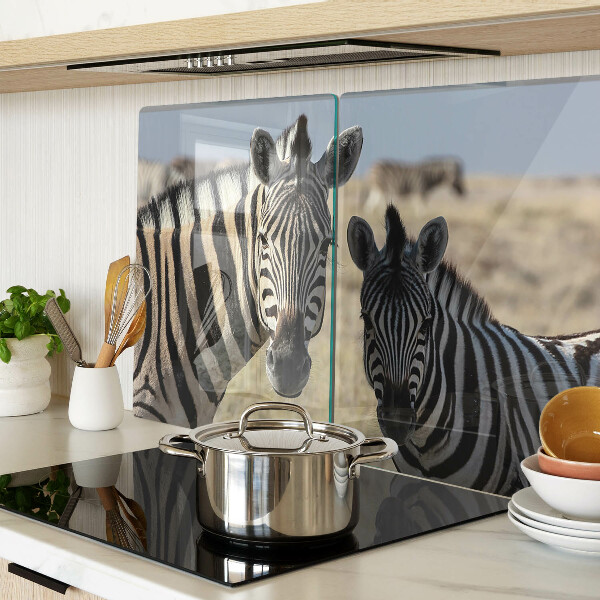 Schneidebrett Glas mit Motiv von Zebras in ihrem natürlichen Lebensraum