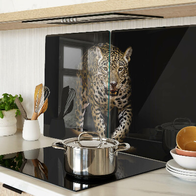 Glas-Schneidebrett mit Motiv „Leopard in Bewegung“