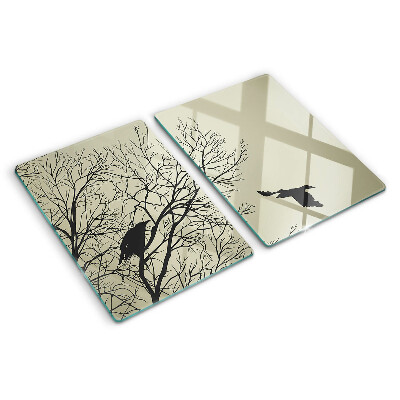 Schneidebrett Glas mit Motiv Vögel auf den Ästen