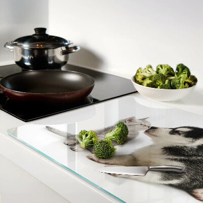 Schneidebrett mit Motiv: Kätzchen und Welpe in freundschaftlicher Darstellung