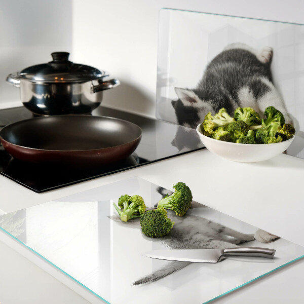 Schneidebrett Kätzchen und Welpe in Freundschaft