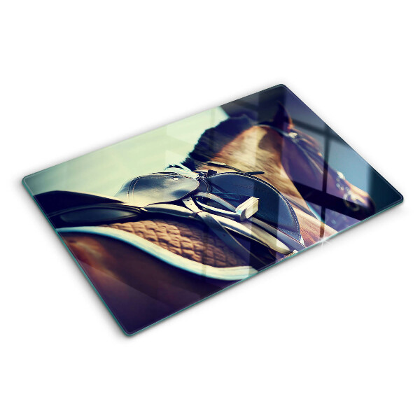 Glas schneidebrett Pferde und Reitzubehör