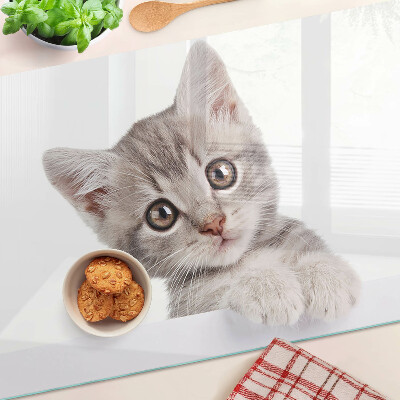 Schneidebrett glas Kätzchen mit großen Augen