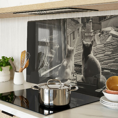 Schneidebrett glas Katzen am Fenster