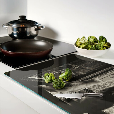 Schneidebrett Glas mit Motiv Katzen am Fenster