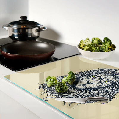 Schneidebrett mit Motiv eines Löwen mit Brille