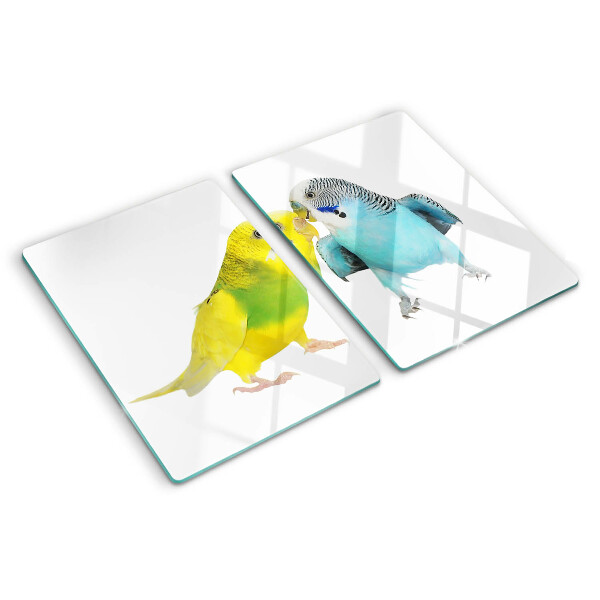 Schneidebrett glas Gelbe und blaue Papageien