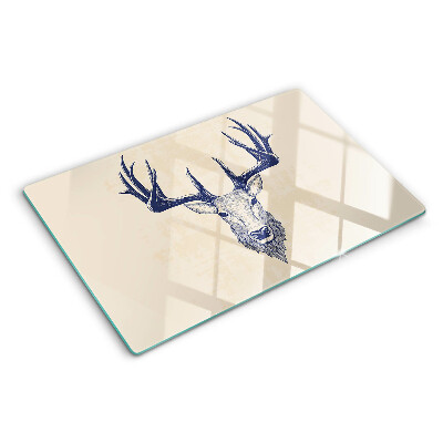 Glas-Schneidebrett mit Motiv eines Elchs mit Geweih