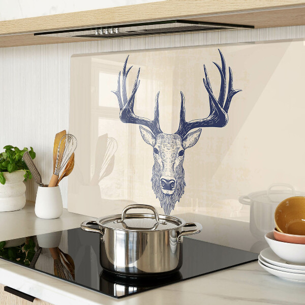 Glas-Schneidebrett mit Motiv eines Elchs mit Geweih