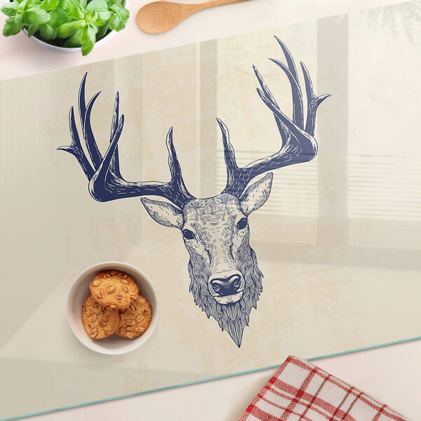 Glas-Schneidebrett mit Motiv eines Elchs mit Geweih