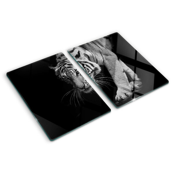 Schneidebrett Glas mit schwarz-weißem Tigerdesign