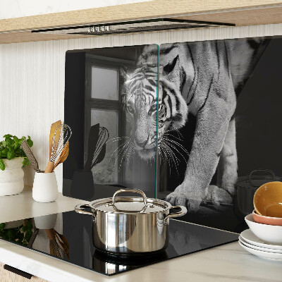 Schneidebrett Glas mit schwarz-weißem Tigerdesign