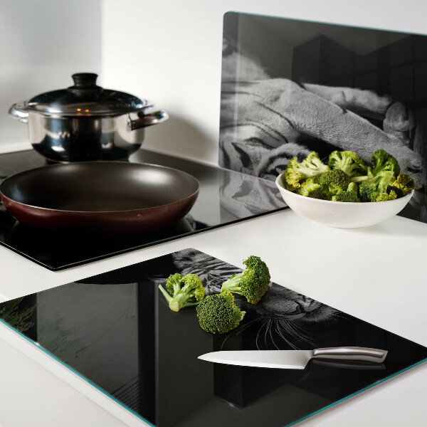 Schneidebrett Glas mit schwarz-weißem Tigerdesign