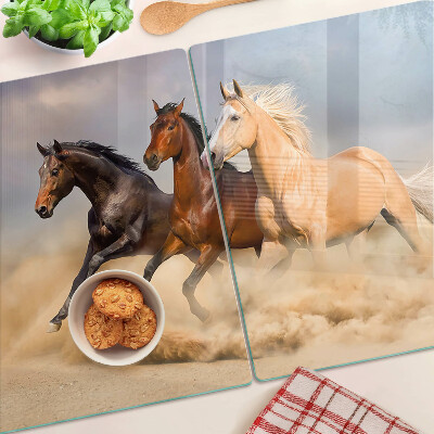 Schneidebrett mit Motiv galoppierender Pferde