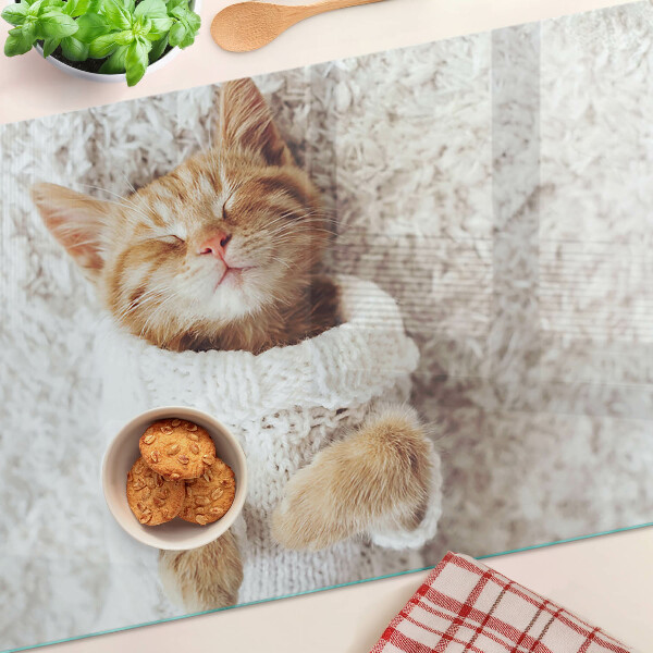 Schneidebrett Süßes Kätzchen im Pullover