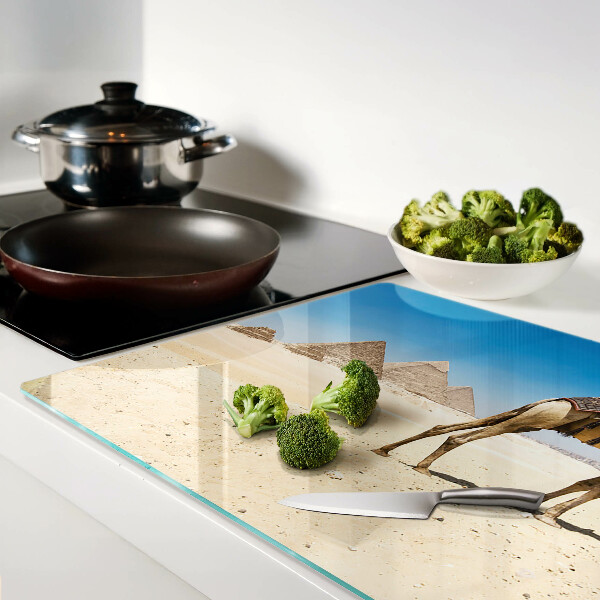 Schneidebrett glas Pyramiden und ein Kamel in der Wüste