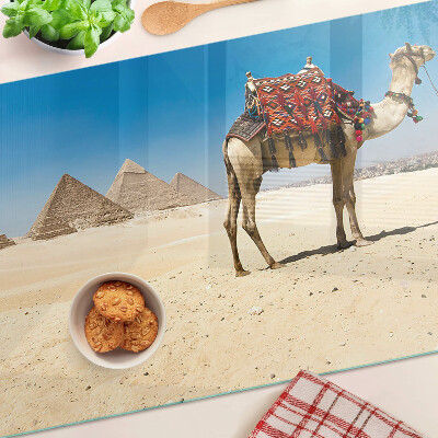 Schneidebrett glas Pyramiden und ein Kamel in der Wüste