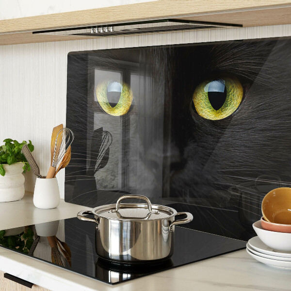 Schneidebrett Schwarze Katze mit grünen Augen