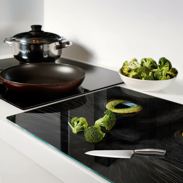 Schneidebrett Schwarze Katze mit grünen Augen