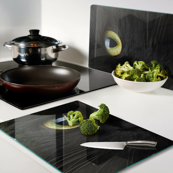 Schneidebrett Schwarze Katze mit grünen Augen