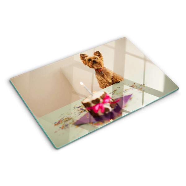Schneidebrett glas Ein Hund am Tisch mit einem Kuchen
