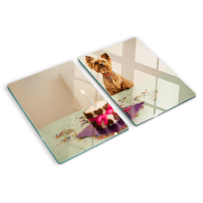 Schneidebrett glas Ein Hund am Tisch mit einem Kuchen