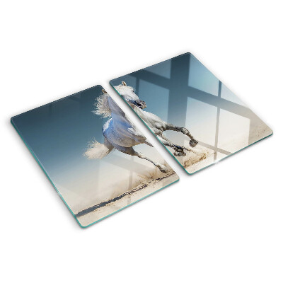 Glas schneidebrett Weißes Pferd in Bewegung