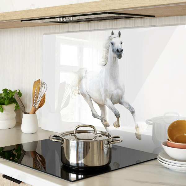 Schneidebrett Weißes Pferd in Bewegung