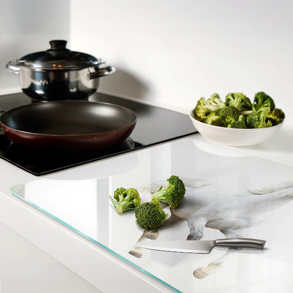 Schneidebrett Weißes Pferd in Bewegung