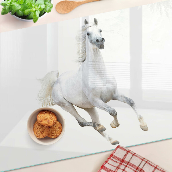 Schneidebrett Weißes Pferd in Bewegung