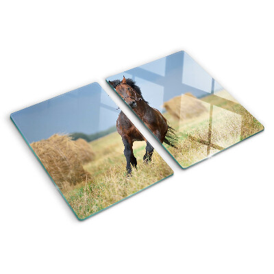 Schneidebrett mit Motiv eines Pferdes auf der Wiese