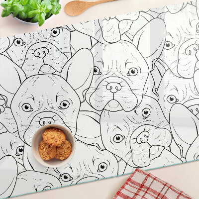 Schneidebrett Glas mit Motiv Französische Bulldoggen