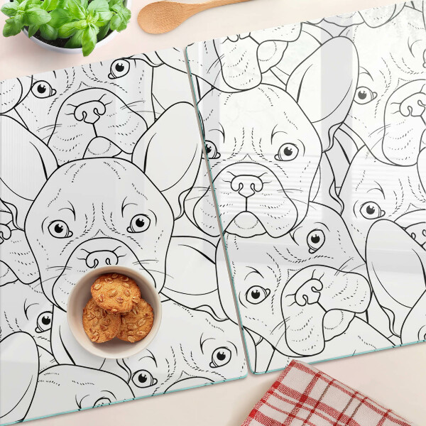Schneidebrett glas Französische Bulldoggen
