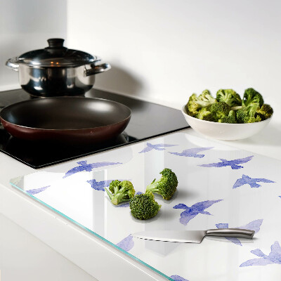 Glas schneidebrett Vögel in Blautönen